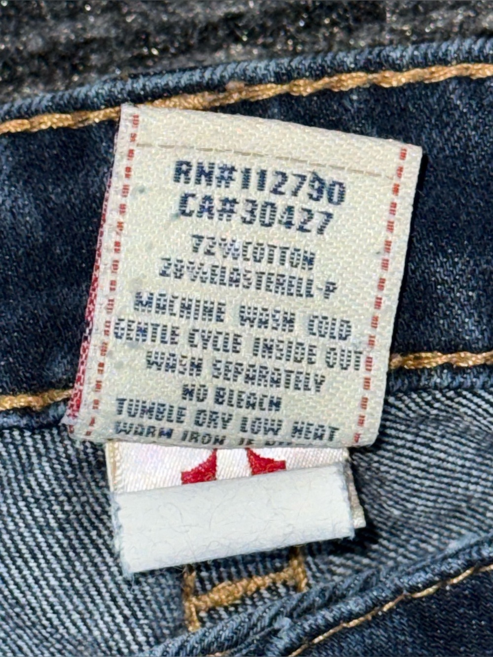 RARE Vintage True Religion Low Rise Twisted Flare Jeans Sz 26 x 33 Dark Wash Y2K - Picture 9 of 9